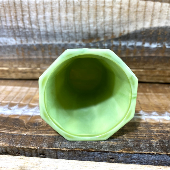 Set 4 Vintage 1930s Akro Agate Green Slag Jadeite Shot Drink Glasses 2" - Picture 9 of 13